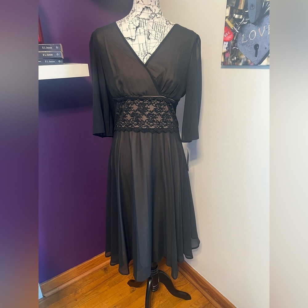 Connected Apparel Sheer Sleeve Dress NWT